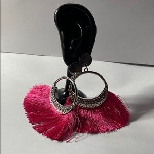 Paparazzi Silver and Pink Fringe Earrings